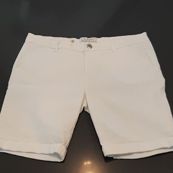 Celebrity Pink White Cuffed Shorts - Picture 1 of 9